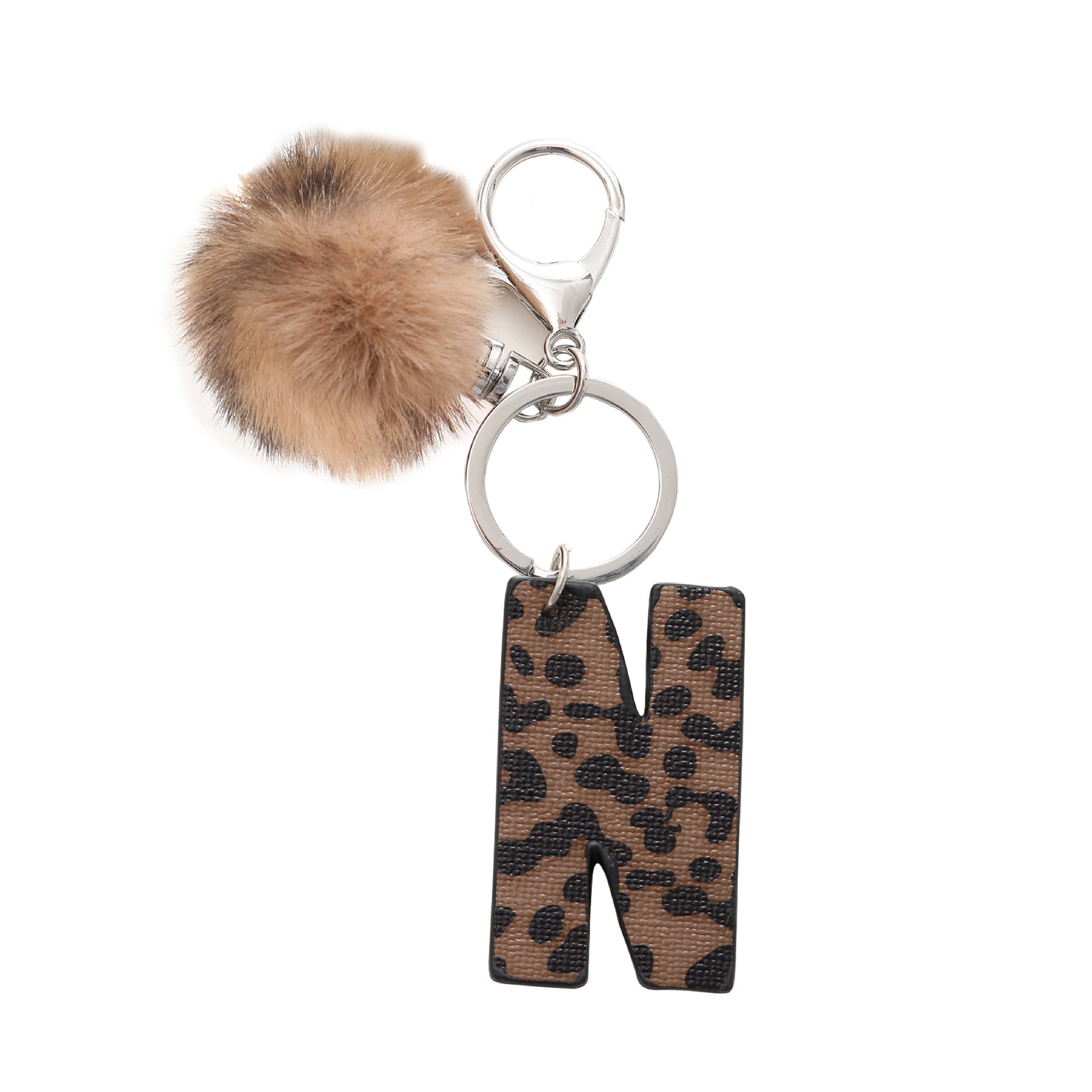 Wholesale Western Cowboy Style Leopard Print Oil Edge Letter Leather Keychains
